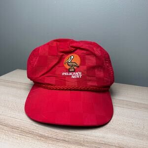 Vintage Pelican's Nest Golf Hat Imperial Headwear Nylon Rope Cap Snapback Red
